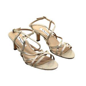 Nina Women Strappy Almond Toe Sculpted Heel Buckle Dress  Sandals